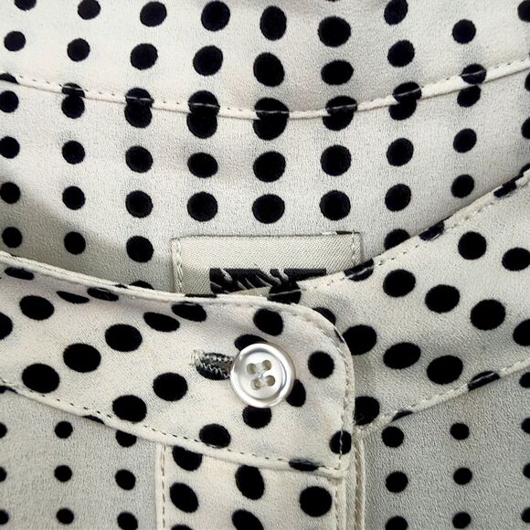 Anne Klein Blouse Long Sleeve 0X Cream Polka Dot Pattern Playful - Picture 7 of 12